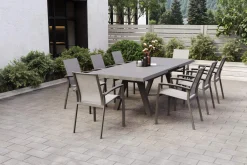 Online SIENA GARDEN Tirana/Velia Garten-Essgruppe, matt anthrazit/wood-grey, Aluminium/Keramik, Ausziehtisch, 8 Stapelsessel Garten-Essgruppen|Aluminium-Gartenmöbel