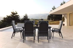 Discount Valencia Garten-Essgruppe, anthrazit/grau, Alu/Glas/Textilgewebe, 180/240 x 100 cm, ausziehbar Garten-Essgruppen
