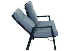 Hot Valencia 2-Sitzer Sofa, anthrazit matt, Alu/Ranotex, 152 x 82 x 99 cm, stufenlos verstellbar, inkl. Kissen Gartenbänke & Gartensofas