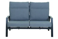 Hot Valencia 2-Sitzer Sofa, anthrazit matt, Alu/Ranotex, 152 x 82 x 99 cm, stufenlos verstellbar, inkl. Kissen Gartenbänke & Gartensofas