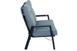 Hot Valencia 2-Sitzer Sofa, anthrazit matt, Alu/Ranotex, 152 x 82 x 99 cm, stufenlos verstellbar, inkl. Kissen Gartenbänke & Gartensofas