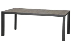 New Velia / Silva Garten-Essgruppe, anthrazit/washed grey, Alu/Ranotex/Keramik, 6 Sessel, Tisch 180 x 100 cm Garten-Essgruppen|Aluminium-Gartenmöbel