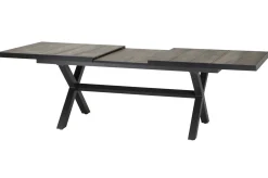 Best Velia / Sincro Garten-Essgruppe, anthrazit/natur-grau, Alu/Ranotex/Keramik, 6 Sessel, Ausziehtisch 200/260 x 100 cm Garten-Essgruppen