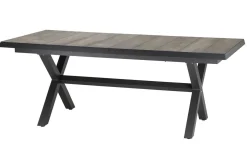 Best Velia / Sincro Garten-Essgruppe, anthrazit/natur-grau, Alu/Ranotex/Keramik, 6 Sessel, Ausziehtisch 200/260 x 100 cm Garten-Essgruppen