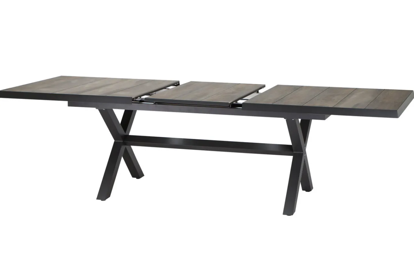 Online Velia / Sincro Garten-Essgruppe, anthrazit/natur-grau, Alu/Ranotex/Keramik, 10 Sessel, Ausziehtisch 200/260 x 100 cm Garten-Essgruppen