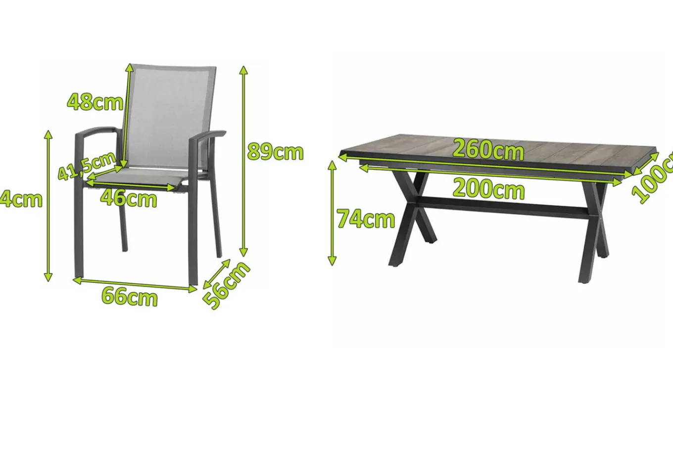 Online Velia / Sincro Garten-Essgruppe, anthrazit/natur-grau, Alu/Ranotex/Keramik, 10 Sessel, Ausziehtisch 200/260 x 100 cm Garten-Essgruppen