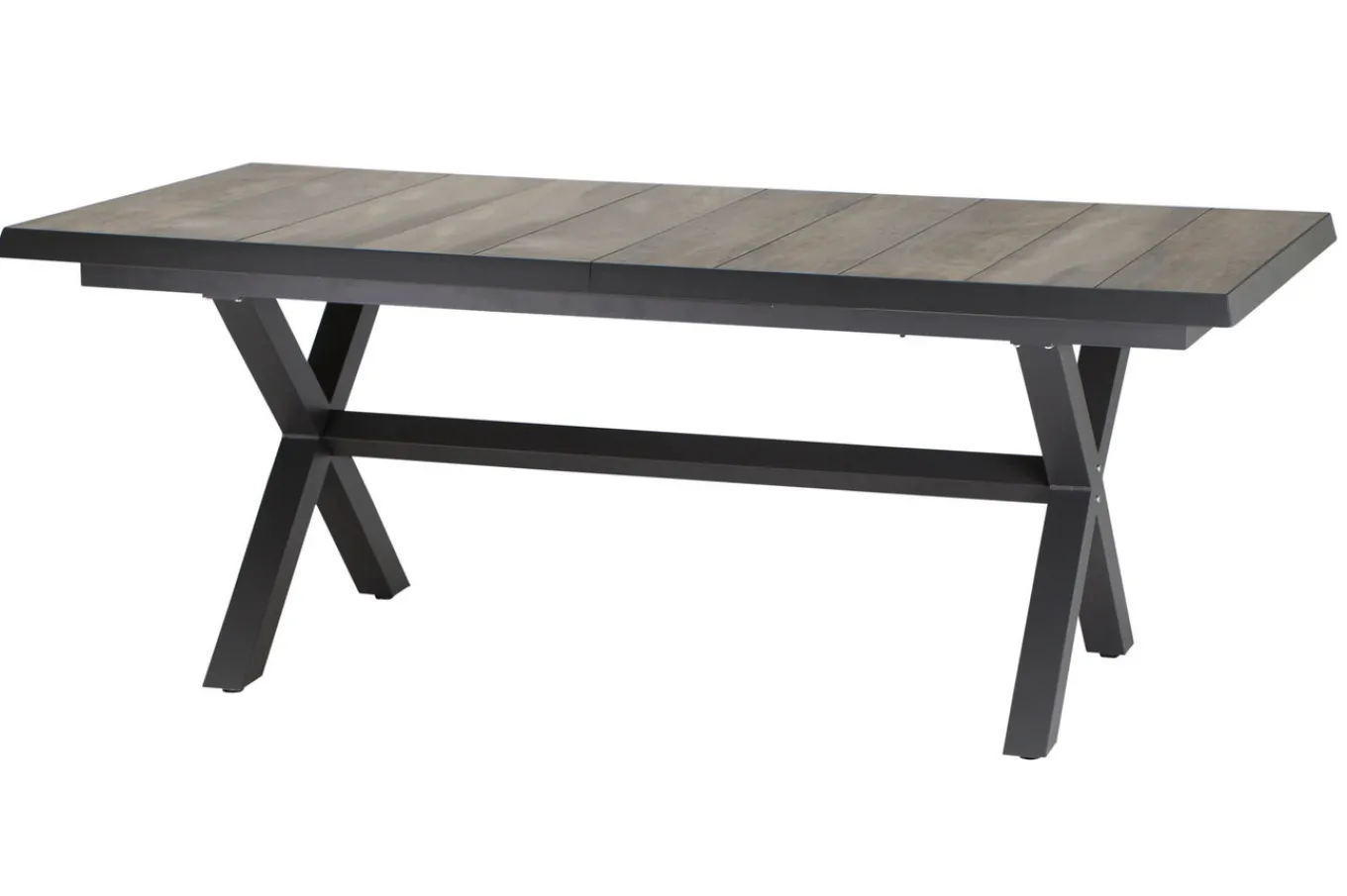 Online Velia / Sincro Garten-Essgruppe, anthrazit/natur-grau, Alu/Ranotex/Keramik, 10 Sessel, Ausziehtisch 200/260 x 100 cm Garten-Essgruppen