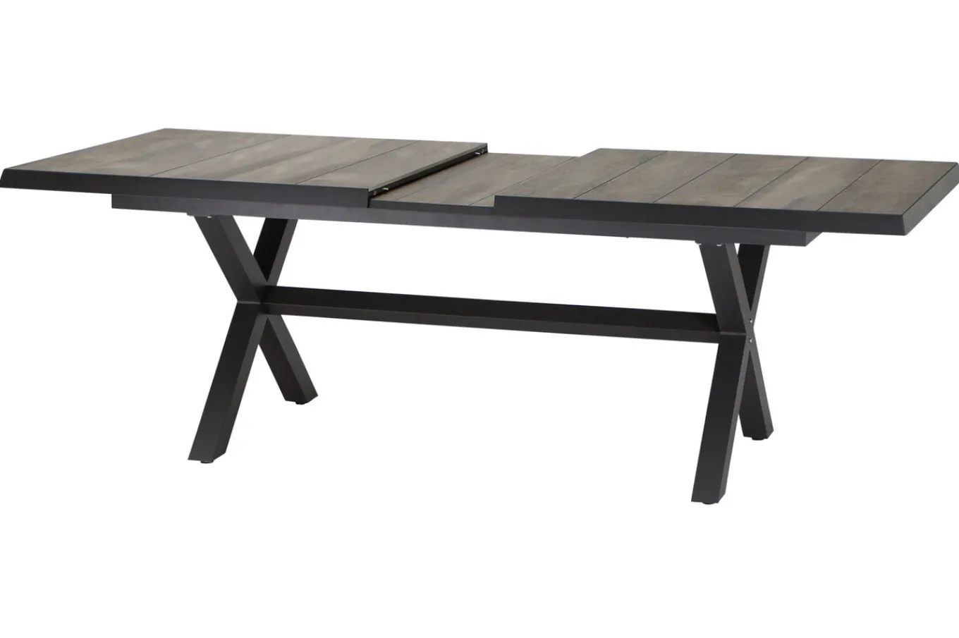 Online Velia / Sincro Garten-Essgruppe, anthrazit/natur-grau, Alu/Ranotex/Keramik, 10 Sessel, Ausziehtisch 200/260 x 100 cm Garten-Essgruppen