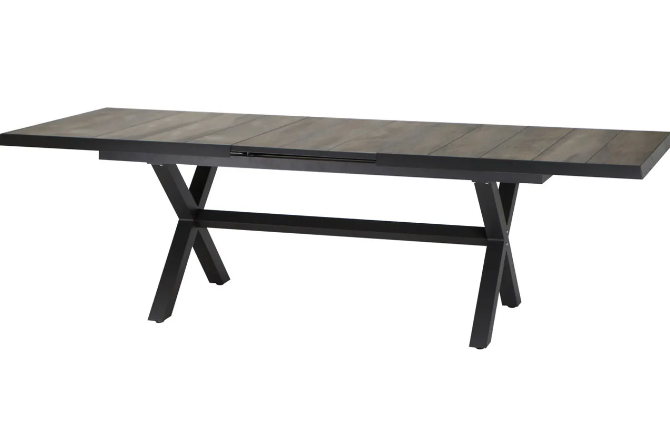 Online Velia / Sincro Garten-Essgruppe, anthrazit/natur-grau, Alu/Ranotex/Keramik, 10 Sessel, Ausziehtisch 200/260 x 100 cm Garten-Essgruppen