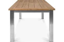 Cardiff Garten-Essgruppe, silber/taupe, Edelstahl/recyceltes Teak, Tisch 200/260 x 100 cm, 6 Stapelsessel, FSC®-zertifiziertes Produkt Garten-Essgruppen