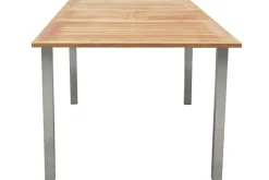 Sale Cardiff Garten-Essgruppe, silber/silbergrau, Edelstahl/Teak, Tisch 150/200 x 90 cm, 6 Stapelsessel Garten-Essgruppen