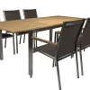 Clearance Cardiff Garten-Essgruppe, taupe/grau, Edelstahl/Textil, 162/220 x 90 cm, 6 Pers., Teakholz Garten-Essgruppen