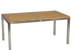 Clearance Cardiff Garten-Essgruppe, taupe/grau, Edelstahl/Textil, 162/220 x 90 cm, 6 Pers., Teakholz Garten-Essgruppen