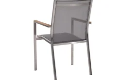 Discount Cardiff Garten-Essgruppe, silber/silbergrau, Edelstahl/recyceltes Teak, Tisch 200/260 x 100 cm, 6 Stapelsessel, FSC®-zertifiziertes Produkt Garten-Essgruppen|Edelstahl-Gartenmöbel