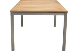 Best Cardiff Garten-Essgruppe, silber/taupe, Edelstahl/Teak, Tisch 180/240 x 100 cm, 6 Stapelsessel, FSC®-zertifiziertes Produkt Garten-Essgruppen