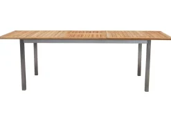Best Cardiff Garten-Essgruppe, silber/taupe, Edelstahl/Teak, Tisch 180/240 x 100 cm, 6 Stapelsessel, FSC®-zertifiziertes Produkt Garten-Essgruppen