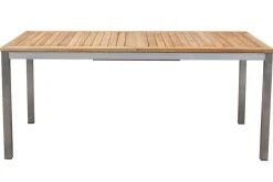 Best Cardiff Garten-Essgruppe, silber/taupe, Edelstahl/Teak, Tisch 180/240 x 100 cm, 6 Stapelsessel, FSC®-zertifiziertes Produkt Garten-Essgruppen