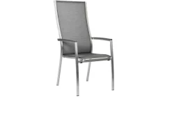 Online Cardiff Stapelsessel, silbergrau, Edelstahl/Textil/Aluminiumarmlehnen, 68,5x56x110 cm, stapelbar Edelstahl-Gartenmöbel|Gartenstühle & Gartensessel