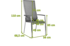 Online Cardiff Stapelsessel, silbergrau, Edelstahl/Textil/Aluminiumarmlehnen, 68,5x56x110 cm, stapelbar Edelstahl-Gartenmöbel|Gartenstühle & Gartensessel