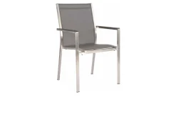 Hot Cardiff Stapelsessel, silbergrau, Edelstahl/Textil/Aluminiumarmlehnen, 61x57x92 cm, stapelbar Edelstahl-Gartenmöbel|Gartenstühle & Gartensessel