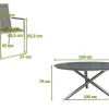 Online Garten-Essgruppe, silber/grau, Edelstahl/Textil/Alu/Glaskeramik, Tisch Ø150cm, 5 Stapelsessel Garten-Essgruppen
