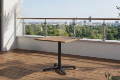 Livorno 2 Klapptisch, anthrazit, Aluminium/Old Teak, 80 x 80 cm, klappbar, Kreuzfußgestell Gartentische|Aluminium-Gartenmöbel
