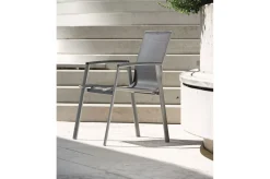 Outlet New Top Stapelsessel, graphit/silbergrau, Aluminium/Textil, 65x57x89 cm, pulverbeschichtet, stapelbar Gartenstühle & Gartensessel