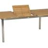 Online Polaris Garten-Essgruppe, silbergrau, Edelstahl/Textil, 162/220 x 90 cm, 6 Pers., Teakholz Garten-Essgruppen|Edelstahl-Gartenmöbel