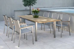 Hot Polaris Garten-Essgruppe, kaschmir, Edelstahl/Teak, Tisch 162/220 x 90 cm, 6 Personen, ausziehbar Garten-Essgruppen