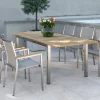 Hot Polaris Stapelsessel, Kaschmir, Edelstahl/Textilene/Teakholz, 61x54x89 cm, Korrosionsbeständig, Pflegeleicht, Langlebig Aluminium-Gartenmöbel|Gartenstühle & Gartensessel
