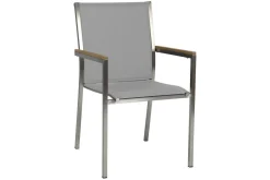 Hot Polaris Stapelsessel, Kaschmir, Edelstahl/Textilene/Teakholz, 61x54x89 cm, Korrosionsbeständig, Pflegeleicht, Langlebig Aluminium-Gartenmöbel|Gartenstühle & Gartensessel