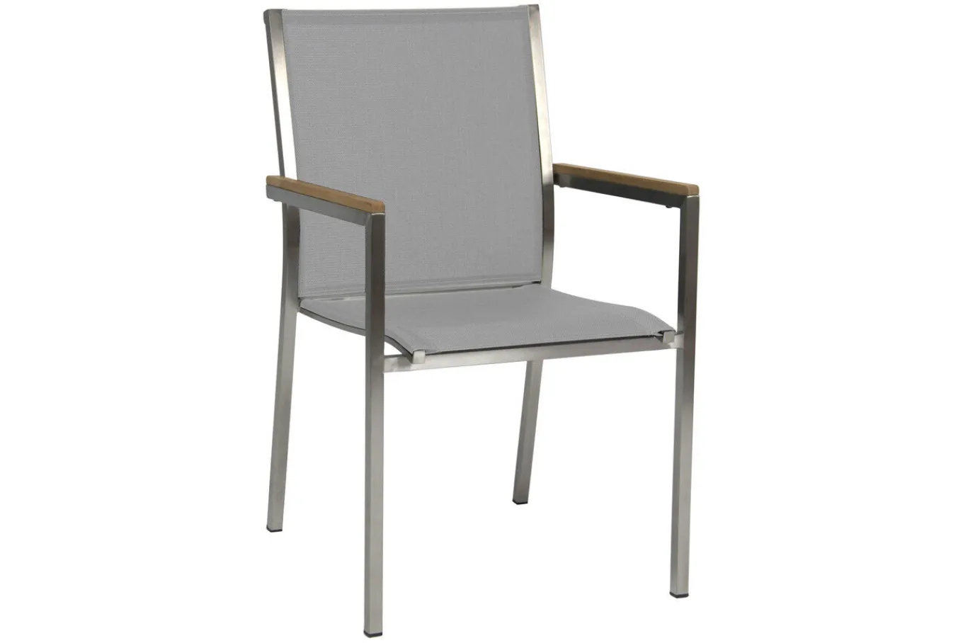 Hot Polaris Stapelsessel, Kaschmir, Edelstahl/Textilene/Teakholz, 61x54x89 cm, Korrosionsbeständig, Pflegeleicht, Langlebig Aluminium-Gartenmöbel|Gartenstühle & Gartensessel