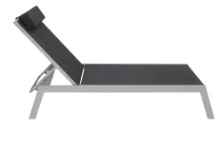 Online 2er-Set Sonnenliegen, silber/schwarz, Alu/Textil, 198x66x32cm, mit Beistelltisch 45x45cm Gartenliegen