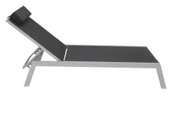 Online 2er-Set Sonnenliegen, silber/schwarz, Alu/Textil, 198x66x32cm, mit Beistelltisch 45x45cm Gartenliegen