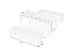Discount Esstisch, Garten-Essgruppe, Silber, Aluminium/Eukalyptus, 180 x 90 cm, witterungsbeständig, hohe Belastbarkeit, FSC®-zertifiziertes Produkt Garten-Essgruppen|Aluminium-Gartenmöbel