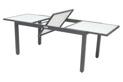 Clearance Garten-Essgruppe, anthrazit/grau, Alu/Textil, Tisch 160 x 220 cm, 8 Klappstühle Garten-Essgruppen
