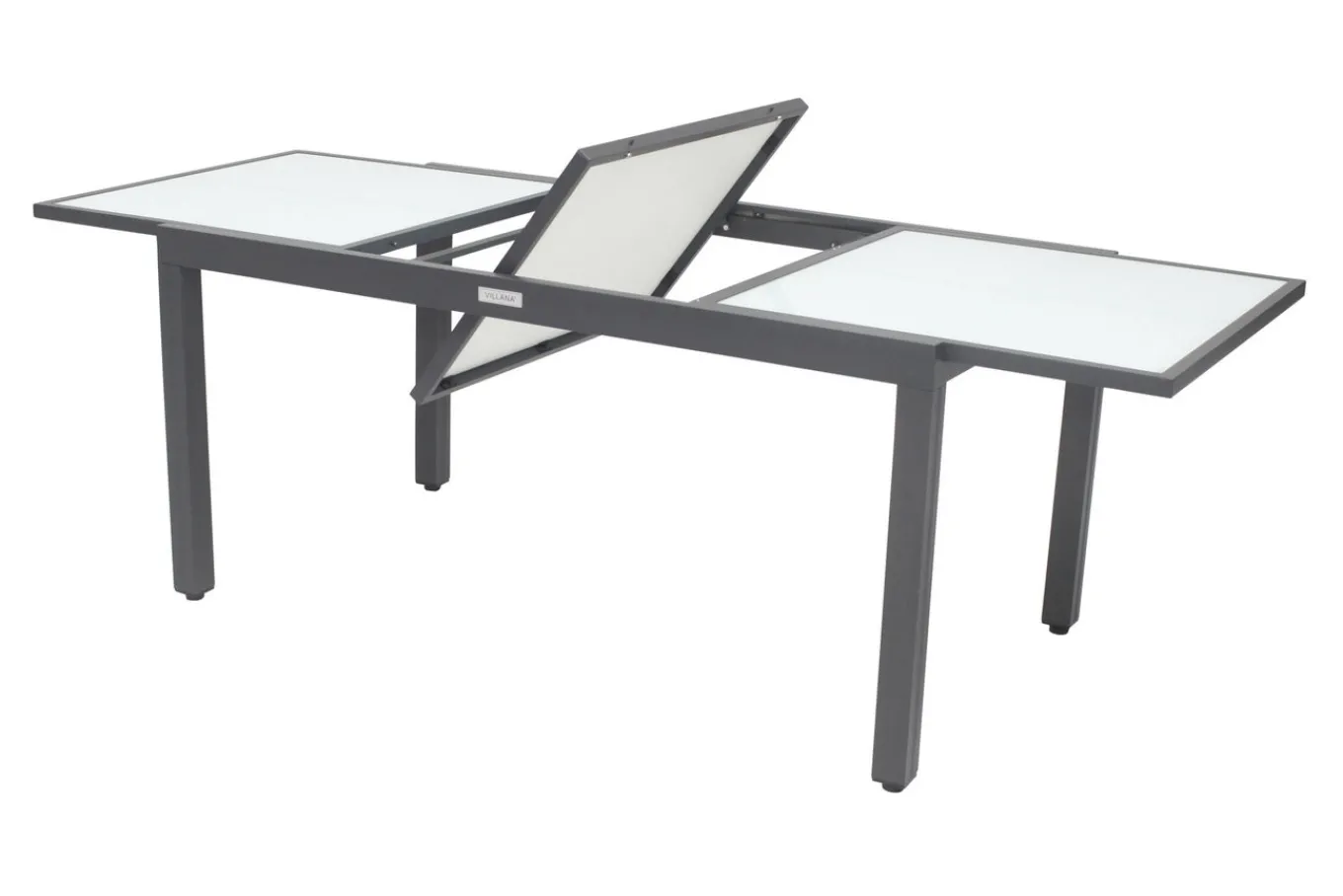 Clearance Garten-Essgruppe, anthrazit/grau, Alu/Textil, Tisch 160 x 220 cm, 8 Klappstühle Garten-Essgruppen