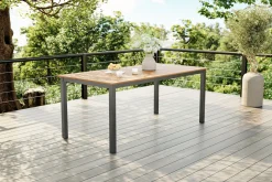 Discount Garten-Essgruppe, anthrazit/naturbelassen, Alu/Eukalyptus/Textilgewebe, Esstisch 180 x 90 cm, 6 Klappstühle, FSC®-zertifiziertes Produkt Garten-Essgruppen|Aluminium-Gartenmöbel