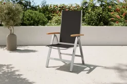 Sale Garten-Essgruppe mit 6 Klappstühlen, silber, Alu/Eukalyptus, ausziehbarer Tisch 150/200 x 90 cm, FSC®-zertifiziertes Produkt Garten-Essgruppen|Aluminium-Gartenmöbel