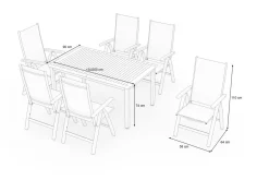 Sale Garten-Essgruppe mit 6 Klappstühlen, silber, Alu/Eukalyptus, ausziehbarer Tisch 150/200 x 90 cm, FSC®-zertifiziertes Produkt Garten-Essgruppen|Aluminium-Gartenmöbel