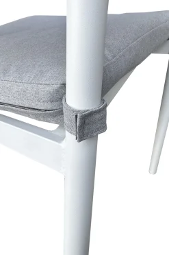 Discount Garten-Essgruppe mit 6 Stapelstühlen, matt weiß/grau, Alu/Polyester, Esstisch 155 x 90 cm Garten-Essgruppen|Aluminium-Gartenmöbel