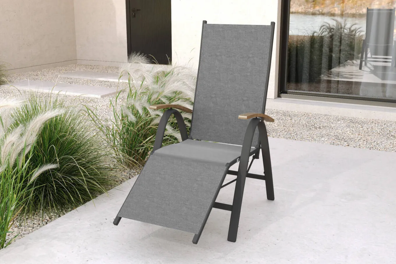 Sale Garten-Essgruppe, naturbelassen/anthrazit, Alu/Eukalyptus, Tisch 150/200 x 90 cm, 6 Sitzplätze, ausziehbar, FSC®-zertifiziertes Produkt Garten-Essgruppen|Aluminium-Gartenmöbel