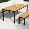 Online Garten-Essgruppe, naturbelassen/anthrazit, Alu/Eukalyptus, Tisch 180 x 90 cm, 2 Gartenbänke, FSC®-zertifiziertes Produkt Garten-Essgruppen|Aluminium-Gartenmöbel