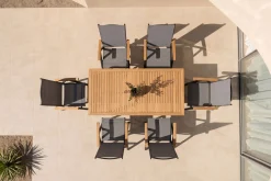 Garten-Essgruppe, 6 Personen, ausziehbarer Tisch 150–200 cm, Aluminium /Eukalyptusholz FSC®-zertifiziert Garten-Essgruppen|Aluminium-Gartenmöbel