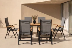 Garten-Essgruppe, 6 Personen, ausziehbarer Tisch 150–200 cm, Aluminium /Eukalyptusholz FSC®-zertifiziert Garten-Essgruppen|Aluminium-Gartenmöbel
