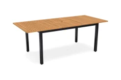 Garten-Essgruppe, schwarz/grau, Aluminium/Eukalyptus, Tisch 150/200 x 90 cm, 4 Klappstühle, robust, ausziehbar, witterungsbeständig, FSC®-zertifiziertes Produkt Garten-Essgruppen|Aluminium-Gartenmöbel