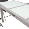 Garten-Essgruppe, silber/schwarz, Alu/Textil, Tisch 160/220 cm, 8 Klappstühle Garten-Essgruppen