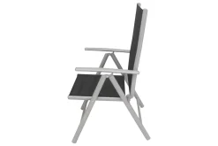 Garten-Essgruppe, silber/schwarz, Alu/Textil, Tisch 160/220 cm, 8 Klappstühle Garten-Essgruppen