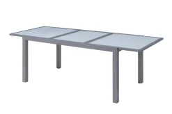 Hot Garten-Essgruppe, silber/anthrazit, Alu/Eukalyptus, Ausziehtisch 160/220 x 90 cm, inkl. 4 Klappstühle, FSC®-zertifiziertes Produkt Garten-Essgruppen