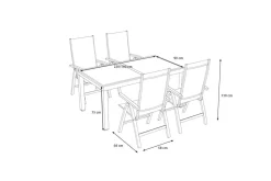 Hot Garten-Essgruppe, silber/anthrazit, Alu/Eukalyptus, Ausziehtisch 160/220 x 90 cm, inkl. 4 Klappstühle, FSC®-zertifiziertes Produkt Garten-Essgruppen